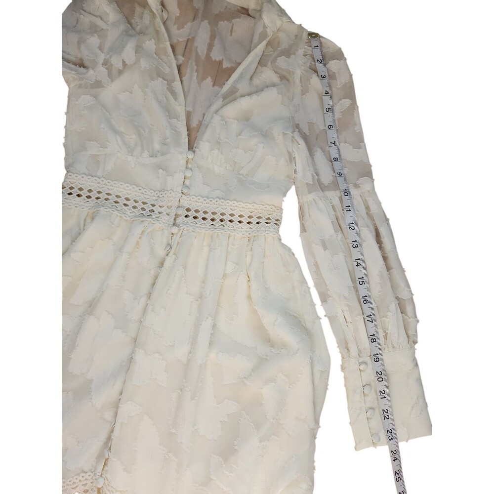 Asos Design Tiered Deep V-neck Maxi Dress Womens 2 Cream Ethereal Coquette Sheer - Picture 10 of 11